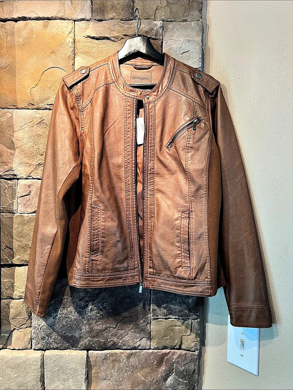 Maurices Faux Leather Moto Jacket Brown Large NWT